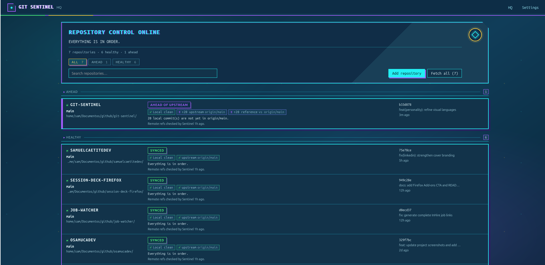 Git Sentinel en la personalidad Sci-Fi